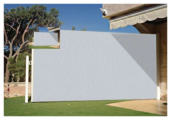 Brise vue rÃ©tractable ultra rÃ©sistant avec toile Soltis 92 alu/Blanc 2051