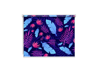 Store enrouleur sur mesure feuille palmier fond bleu