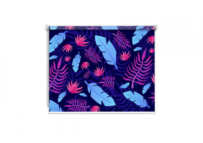 Store enrouleur sur mesure feuille palmier fond bleu