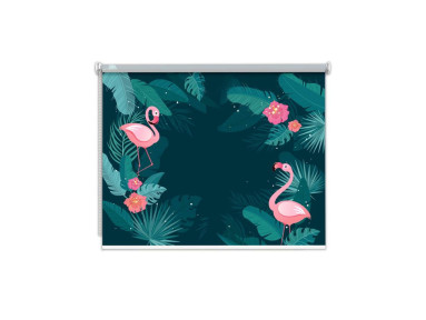 Store enrouleur sur mesure flamant rose fond vert