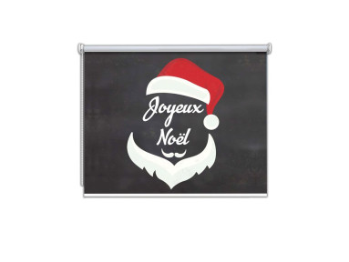 Store enrouleur sur mesure fond rouge barbe père Noël