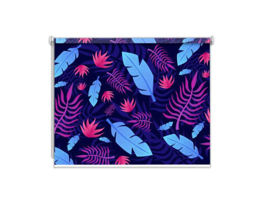Store enrouleur occultant sur mesure feuille palmier fond bleu