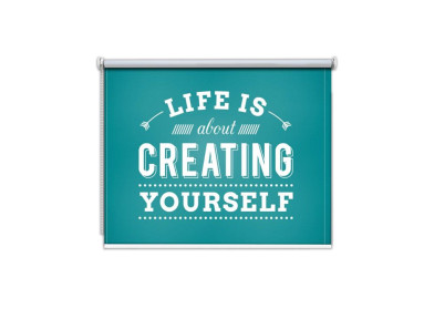 Store enrouleur occultant sur mesure fond bleu life is about creating