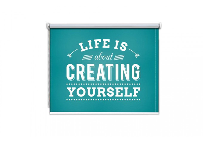 Store enrouleur occultant sur mesure fond bleu life is about creating