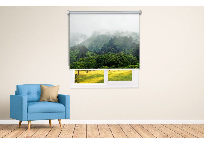 Store enrouleur occultant sur mesure paysage montagne nuages