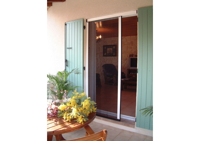 Moustiquaire latérale plissée 1 vantail pour porte sur mesure