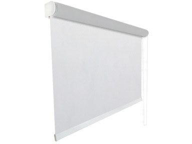Store enrouleur Anti-chaleur toile 1% d'ouverture blanc et perle 002007 jusqu'à 240cm de large