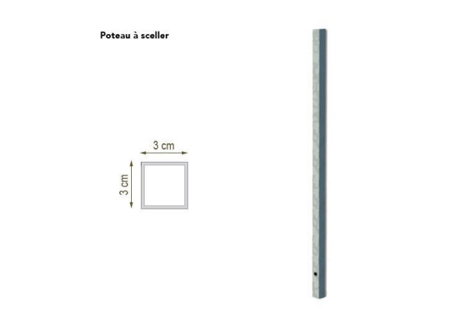 Platine à sceller pour poteau 80x80mm hauteur 1,00m