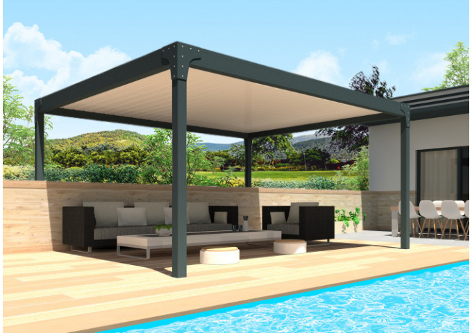 Pergola bioclimatique Kiwai îlot 4 pieds sur-mesure