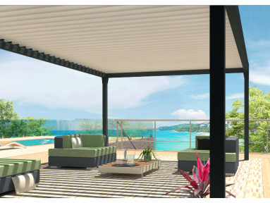 Pergola bioclimatique Musa îlot sur 4 pieds sur-mesure