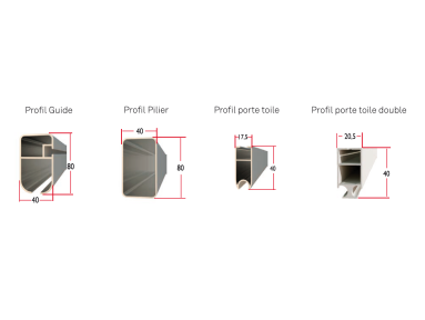Pergola coulissante Mexico fixation de mur à mur avec toile rétractable et lambrequin