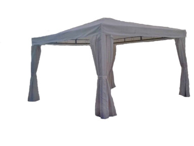 Occasion tonnelle en bois avec traverses en acier avec toile polyester 3,5m x 3,5m