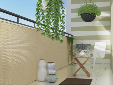 Brise vue en résine tressée beige RD18 Rattan art