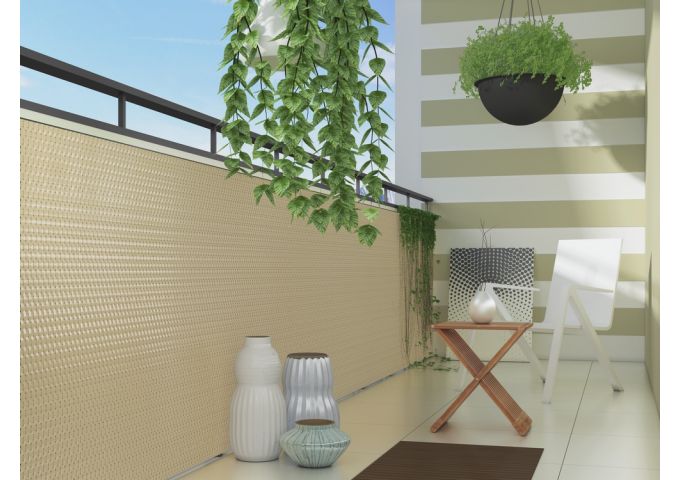 Brise vue en résine tressée beige RD18 Rattan art