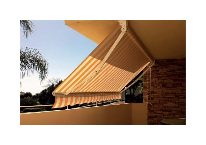 Store banne à bras invisibles Iguacu toile PVC microperforée soltis Store banne à bras invisibles Iguacu toile PVC microperforée soltis