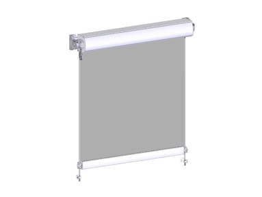 Store extérieur vertical avec coffre toile acrylique Dickson et tiges inox 10mm
