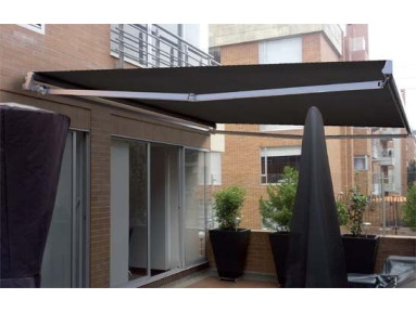 Store banne monobloc Jasmin toile microperforée PVC Soltis