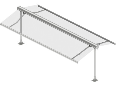 Store double pente pour abri terrasse toile micro-perforée PVC Soltis