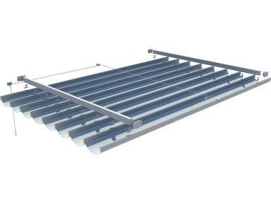 Pergola coulissante Mexico fixation de mur à mur avec toile micro-perforcée PVC sunworker Dickson