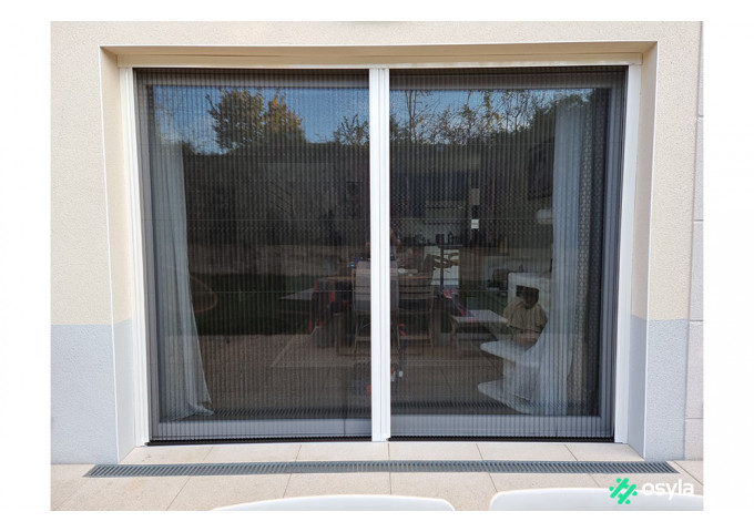 Moustiquaire latérale plissée 2 vantaux pour porte sur mesure