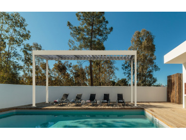 Pergola bioclimatique Noto piliers à piliers murale latérale
