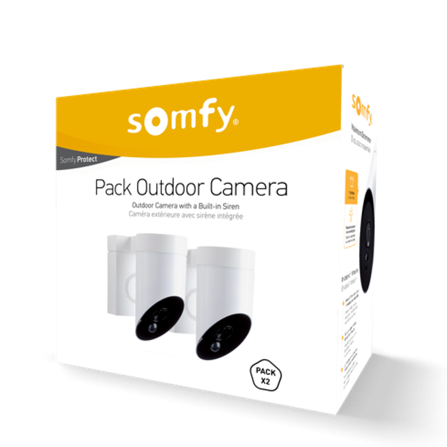 Caméra de surveillance extérieure SOMFY grise avec sirène intégrée