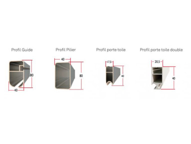 Pergola coulissante Cancun avec toile rétractable de mur à piliers