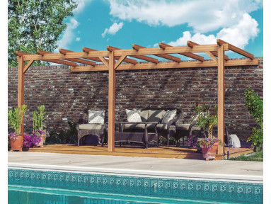 Pergola adossée en bois...
