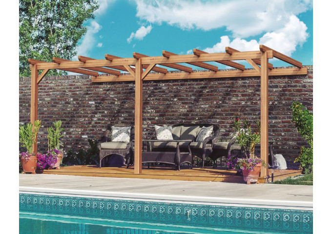 Pergola adossée en bois lamellé-collé 300x300cm Burgos – Maderland