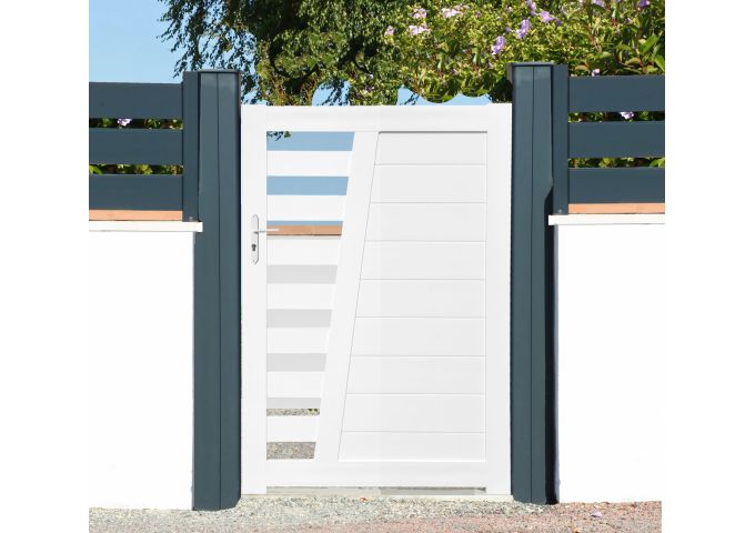 Portillon ajouré Crespian en PVC cadre en aluminium