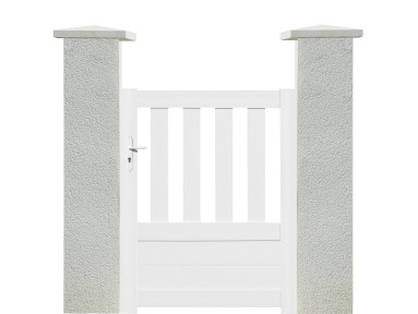 Portillon lames verticales Prémian en PVC cadre en aluminium