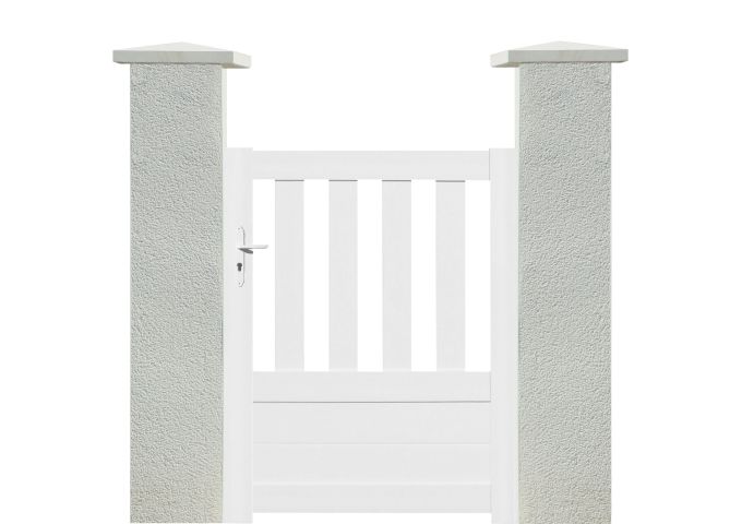 Portillon lames verticales Prémian en PVC cadre en aluminium