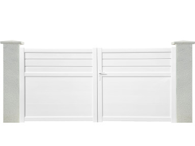 Portail PureLine battant 2 vantaux PVC avec cadre alu hauteur 1,55 mètres