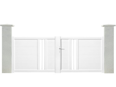 Portail Prestige battant 2 vantaux PVC avec cadre alu hauteur 1,35 mètres
