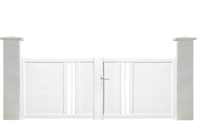 Portail Prestige battant 2 vantaux PVC avec cadre alu hauteur 1,35 mètres
