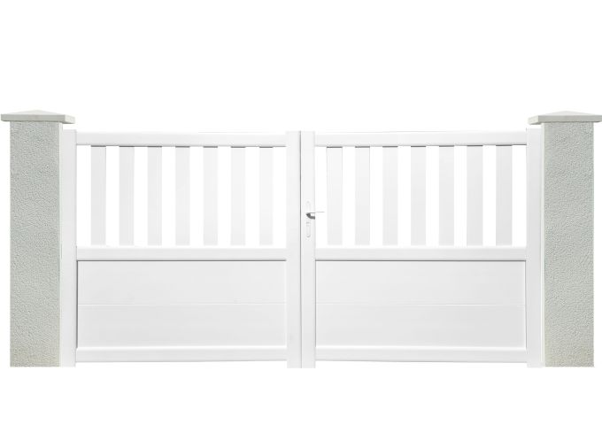 Portail Velaris battant 2 vantaux PVC avec cadre alu hauteur 1,50 mètres