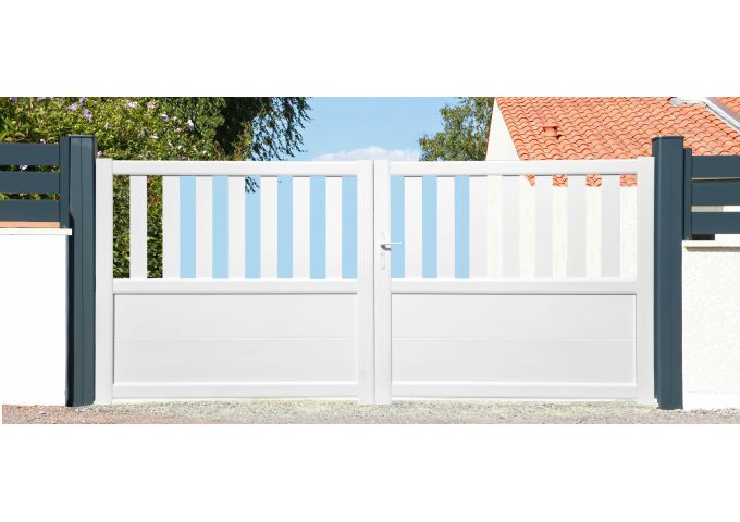 Portail Velaris battant 2 vantaux PVC avec cadre alu hauteur 1,50 mètres