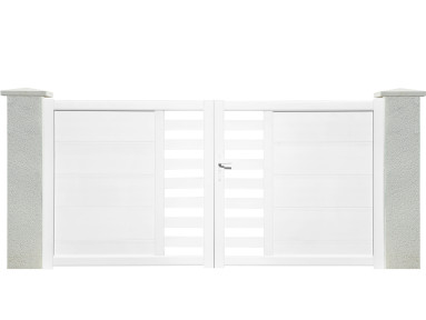 Portail Lignéo battant 2 vantaux PVC avec cadre alu hauteur 1,50 mètres