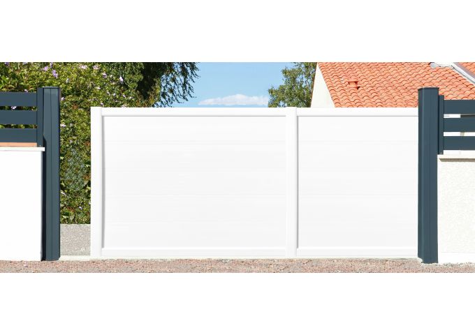 Portail coulissant Palma en PVC cadre aluminium intégré