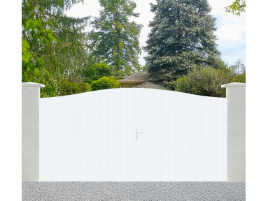 Portail battant 2 vantaux Popian PVC avec cadre en aluminium