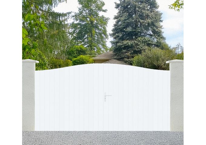 Portail battant 2 vantaux Popian PVC avec cadre en aluminium