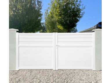 Portail PureLine battant 2 vantaux PVC avec cadre alu intégré