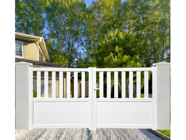 Portail Velaris battant 2 vantaux PVC avec cadre alu intégré