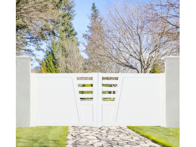 Portail coulissant Nizas en PVC avec cadre en aluminium