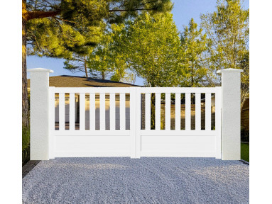 Portail coulissant Prémian en PVC cadre en aluminium