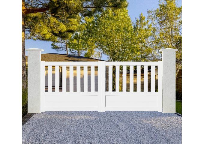 Portail coulissant Prémian en PVC cadre en aluminium