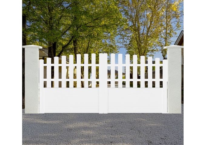 Portail coulissant Brenas PVC avec cadre en aluminium Portail coulissant Brenas PVC avec cadre en aluminium