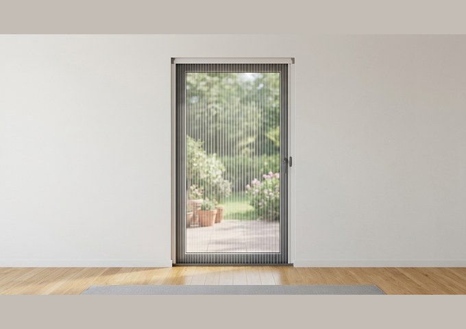 Moustiquaire latérale plissée 1 vantail pour porte sur mesure