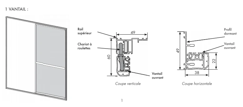 Moustiquaire coulissante 1 vantail