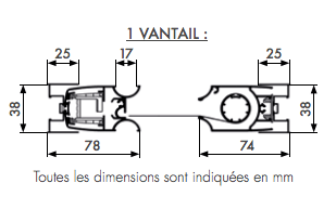 coupe profil 1 vantail moustiquaire enroulable
